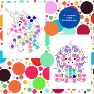 Unicorn Dot Marker Coloring Pages for Kids and Toddlers | Unicorn Do a Dot Pages for Preschool (Printable, PDF Download)
