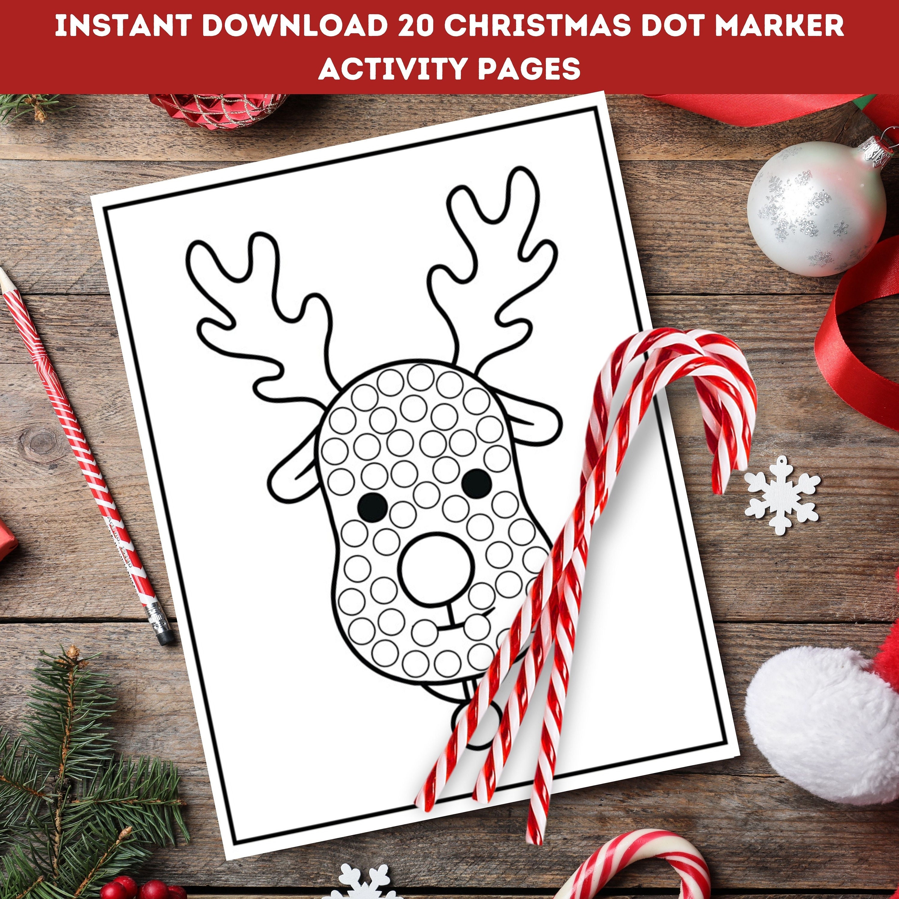 Christmas Dot Marker Pages, Do a Dot Coloring Pages, Cute Winter Dot