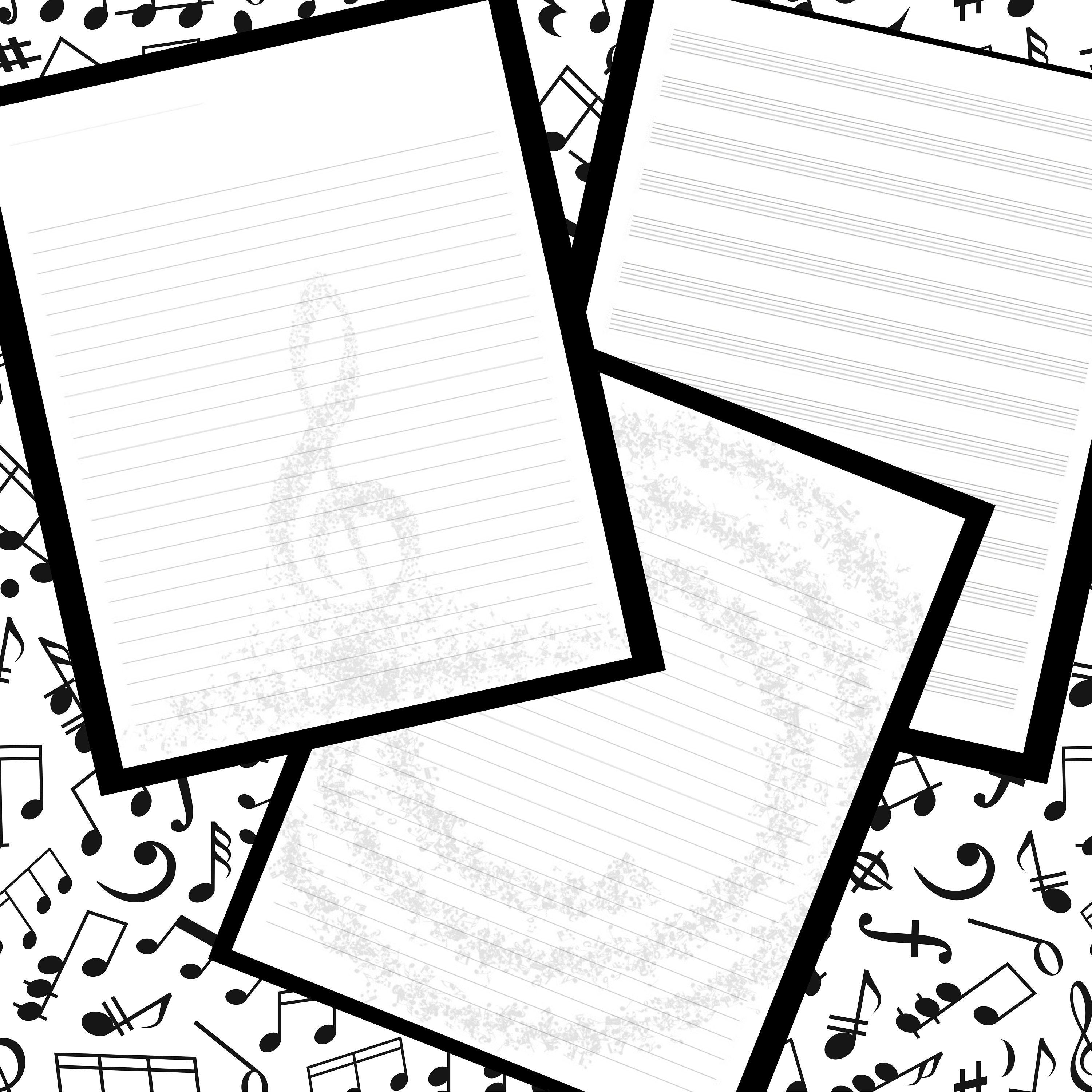 Blank Sheet Music Paper and Song Lyric Paper Manuscript Paper Staff ...