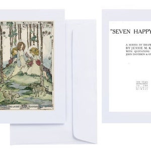 Jessie M King - 'Seven Happy Days' (1913): 15 tarjetas de felicitación (C6 + sobres) con impresiones con punta de la Edad de Oro de la Ilustración