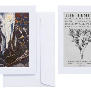 Paul Woodroffe - "The Tempest" (1908): 20 wenskaarten (C6 + enveloppen) met opgeplakte prints uit de Gouden Eeuw van de illustratie