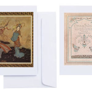 Edmund Dulac - "Princess Badoura" (1913): 10 Tarjetas de Felicitación (C6 + sobres) con grabados tipeados de la Edad de Oro de la Ilustración