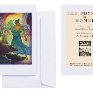 N C Wyeth - "The Odyssey of Homer" (1929): 16 wenskaarten (C6 + enveloppen) met opgeplakte prints