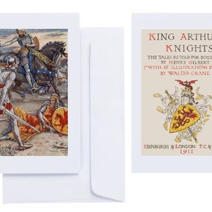 Walter Crane - "King Arthur's Knights" (1911): 16 Tarjetas de felicitación con estampados tipeados (Imágenes de la Edad de Oro de la Ilustración)