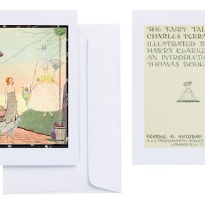 Harry Clarke - "The Fairy Tales of Charles Perrault" (1922): 12 wenskaarten (C6-kaarten + enveloppen) met opgeplakte kleurenafdrukken