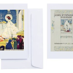 Jessie M King - "A House of Pomegranates" (1915): 16 biglietti d'auguri (C6 + buste) con stampe ribaltate