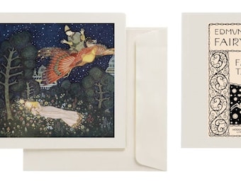 May include: A vintage book cover featuring a black and white illustration of a unicorn. The title of the book is "Edmund Dulac's Fairy-Book Fairy Tales".