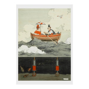 William Heath Robinson, Margate, Barca, Fata, Racconto, Stampa, Illustrazione, Bambini, Adulto, Libro, Disegno, Fantasia, Penna, Inchiostro, Acquerello