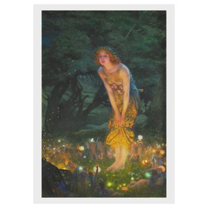Edward Robert Hughes, Midsummer's Eve, Myth, Legend, Fairy, Tale, Print, Illustration, Children, Adult, Drawing, Fantasy, Watercolor