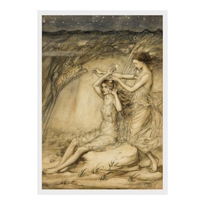 Arthur Rackham - &#39;Sabrina fair, listen where thou art sitting&#39; from &quot;Comus&quot; (1921): Posters and Greeting Cards (Golden Age of Illustration)