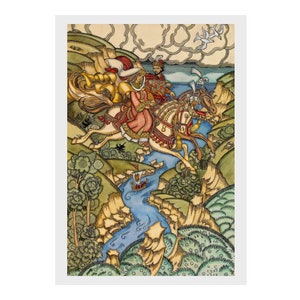 Ivan Bilibin - Eine Illustration aus 'The Fairy Tale of Marya Morevna': Poster und Grußkarten aus dem Goldenen Zeitalter der Illustration