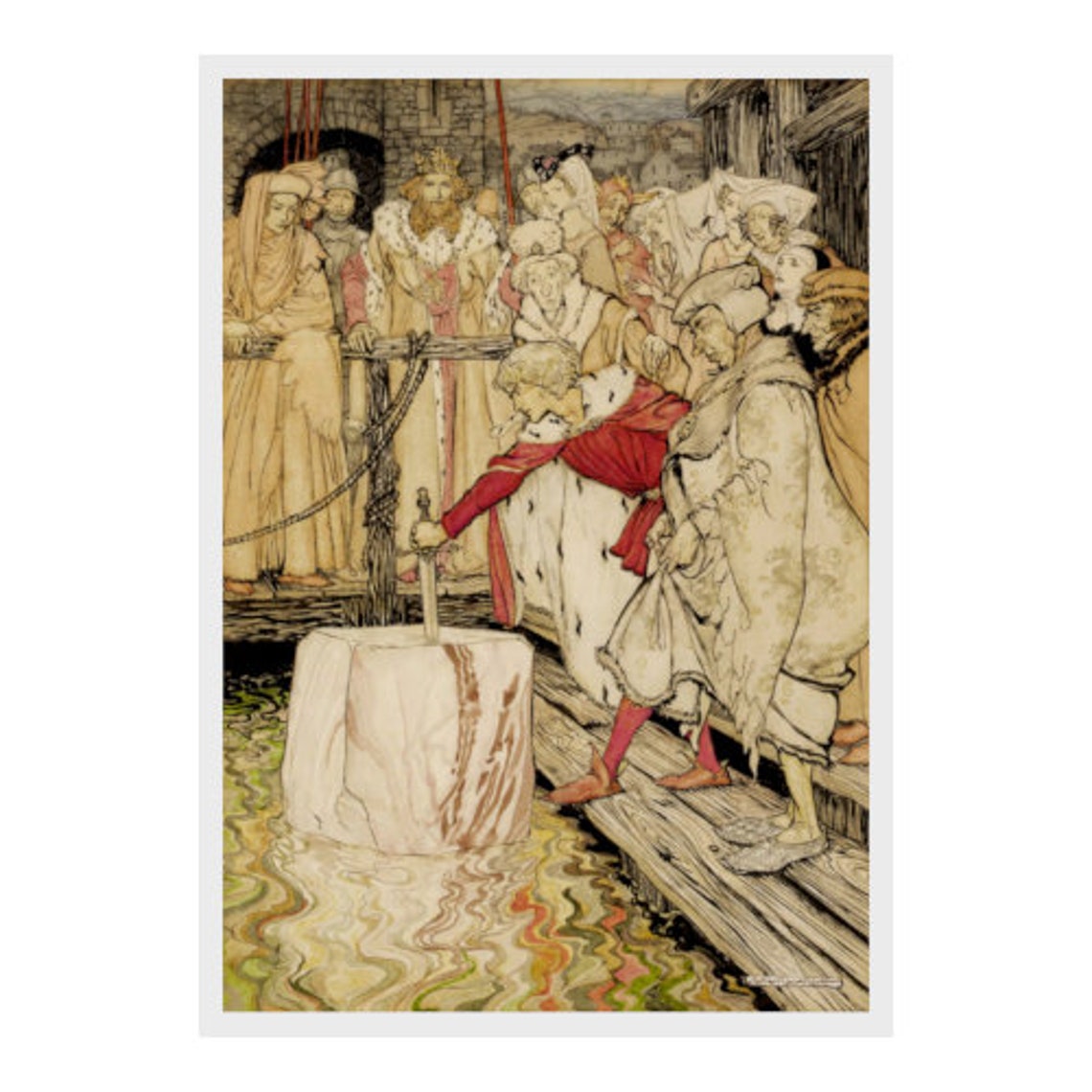 Arthur Rackham, King, Knights, Round, Table, Fairy, Tale, Print ...