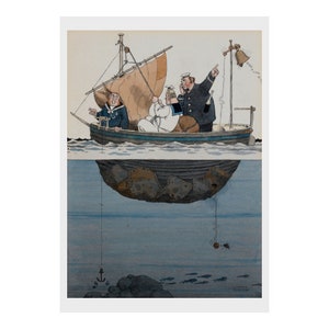 William Heath Robinson, cirripedi, campana, fata, racconto, stampa, illustrazione, bambini, adulto, libro, disegno, fantasia, penna, inchiostro, acquerello