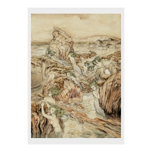 Arthur Rackham - 'The Daughters of the Old Man or the Sea' aus "Hawthorne's Wonder Book" (1922): Poster and Greeting Cards