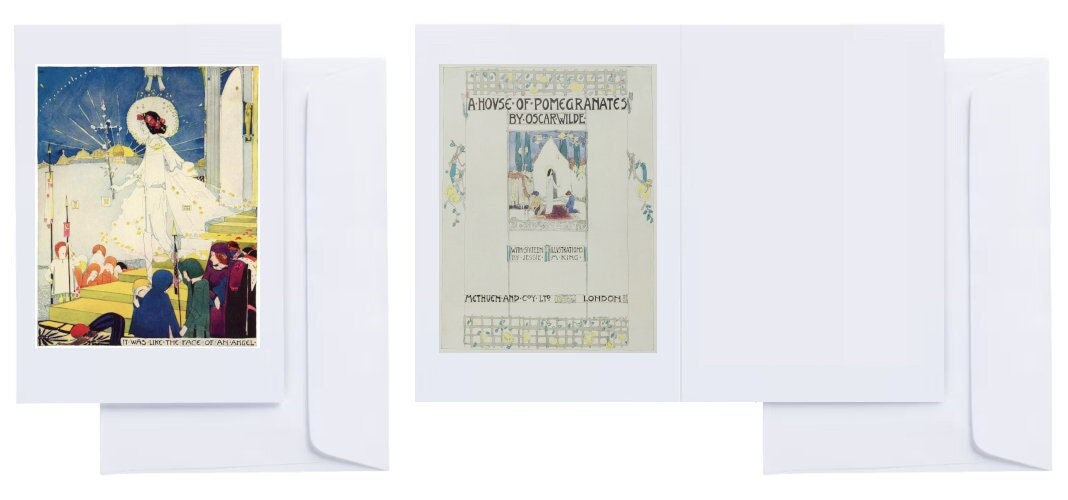 Jessie M King - "A House of Pomegranates" (1915): 16 Greeting Cards (C6 + envelopes) with tipped-on prints