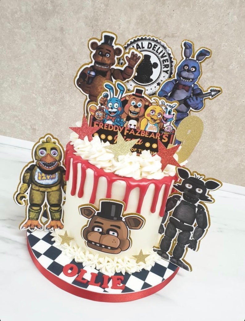 Five Nights at Freddys Cake Topper Set, Five Night at Freddys Cake, Freddy