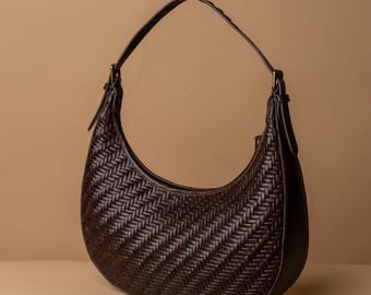 Woven Leather Purse, leather handbag, women leather bag, leather handbag, fashion bag, brown leather bag, genuine leather purse, top handle