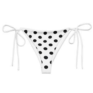 White Polka Dot Bikini Bottom – Black Dot Tie Side Swim Bottom – Retro 90s Coquette Style – Y2K High Leg Fit – Plus Size
