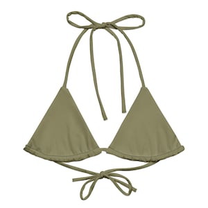Olive Green Bikini Top, Earthy Boho Bikini Top, String Bikini Top