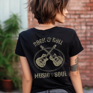 Vintage Rock and Roll Graphic Shirt, Guitar Retro T-shirts, Rocker Cotton Oversized shirt, Music Lover Gift, Cool Distressed Rock Unisex tee