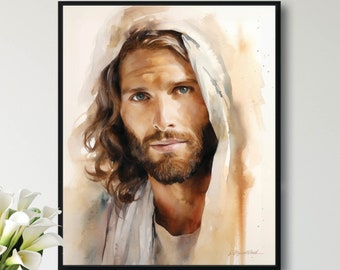 Jesus Gentle Savior ART PRINT -  by Jay Bryant Ward |  Christian LDS Art Print Inspirational gift canvas framed touching Christ watercolor