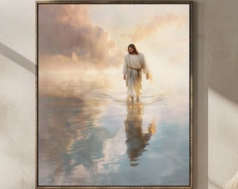 Jesus ART PRINT by Jay Bryant Ward |  Walking on Water - Reflections Pastel Watercolor Christian LDS Art for home decor Inspirational gift