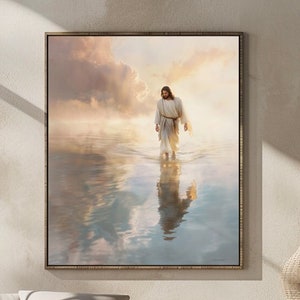 Jesus ART PRINT by Jay Bryant Ward |  Walking on Water - Reflections Pastel Watercolor Christian LDS Art for home decor Inspirational gift