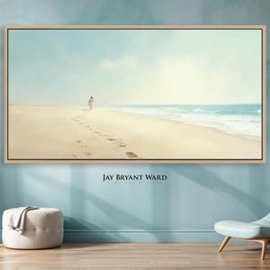 Footprints in the Sand ART PRINT – Jesus Wall Art by Jay Bryant Ward, Christian Beach Scene, LDS Religious Decor, Framed or Canvas Gift