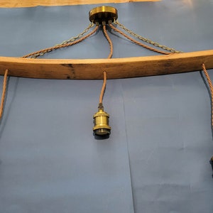 Wooden Whiskey Barrel Stave Ceiling Light with 3 Drops