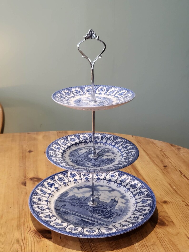 1977 Silver Jubilee Plate Cake Stand 3 Tier Etsy