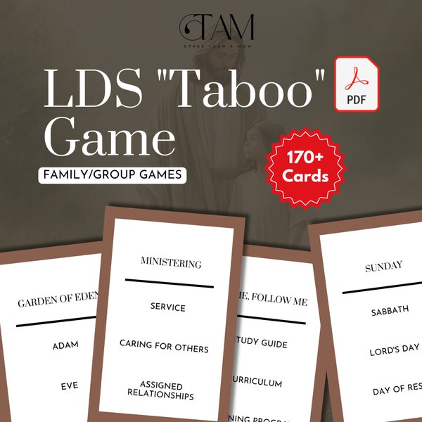 LDS Church Games Taboo Game Easy Family Home Evening Ward Activity Youth Activity PDF Print and Cut Cards over 170+