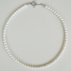 Natural Freshwater White Near-Round/Oval Small Pearl Necklace with S925/Sterling Silver Clasp