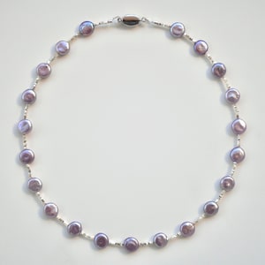 High Quality Purple Coin-Shaped Freshwater Pearl Necklace Crafted with S925 Silver