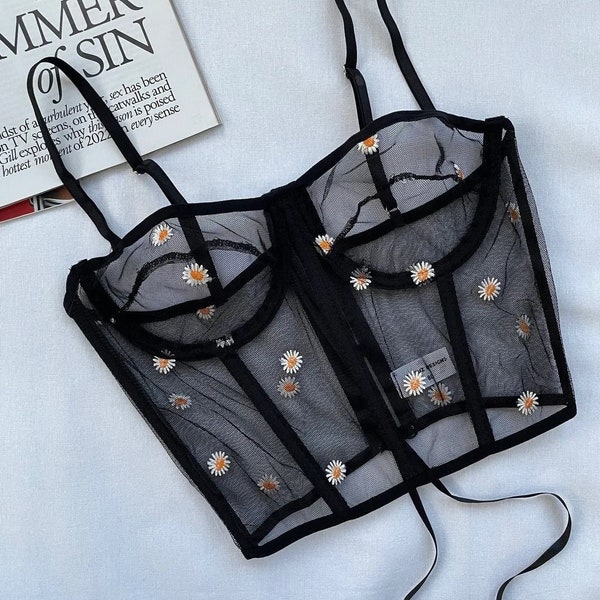 Black Lace Bustier Etsy