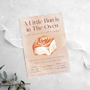 Inviti per baby shower "Bun in the Oven" / Tema pasticceria / Acquerello