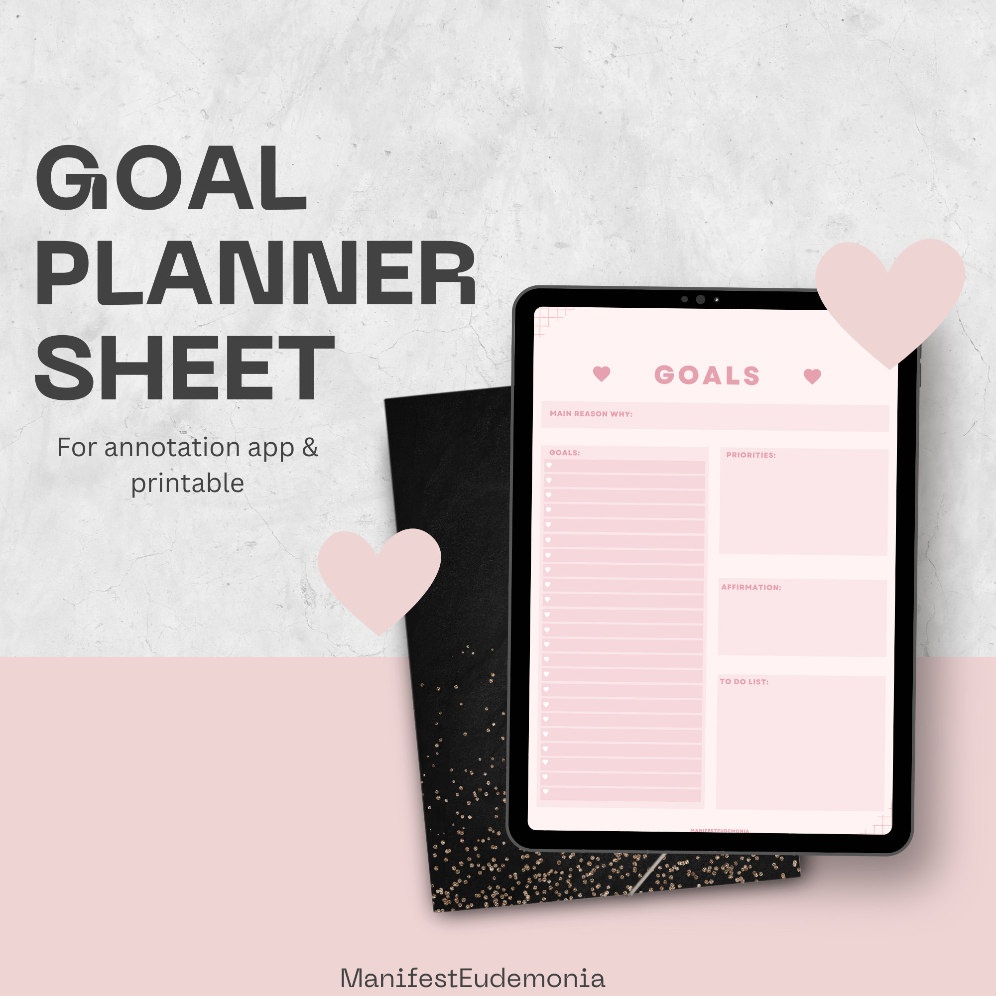 Goal Planner Sheet, Goal Setting, Daily Weekly Monthly Yearly Goals ...