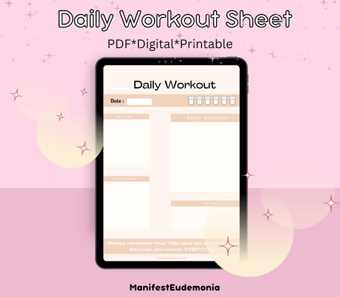 Fitness Planner Printable Sheet Digital PDF - Etsy