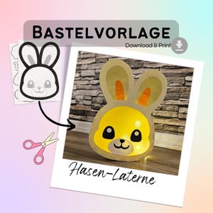 Modèle de lanterne lapin avec instructions | Bricolage facile | Bricolage de la Saint-Martin | Lanterne pour enfants | Maternelle | Télécharger pour imprimer
