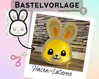 Bunny lantern craft template including instructions | Easy DIY | St. Martin's Day craft | Children's lantern | Kindergarten | Download to print