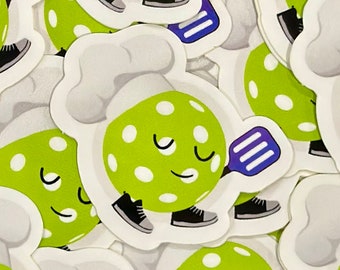 Pickleball Sticker - Kitchen Chef Pickles  - Cute Pickleball Vinyl Sticker for Gifts, Water Bottles, Laptop, Phone Case