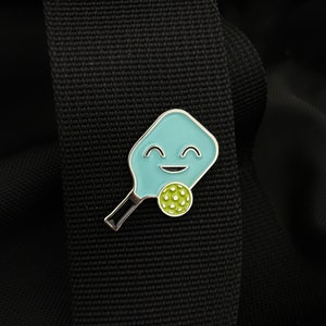 Pickleball Enamel Pin - Happy the Paddle - Cute Pickleball Gift Accessory