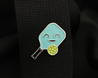 Pickleball Enamel Pin - Happy the Paddle - Cute Pickleball Gift Accessory