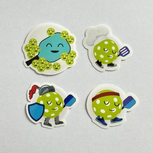 Pickleball Sticker Pack (Set of 4) - Cute Sticker Gift Bundle for Laptop, Phone, Water Bottle