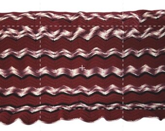 Handmade Vintage Crochet Afghan Throw Chevron Zigzag 59X45 Burgundy Pink Cream