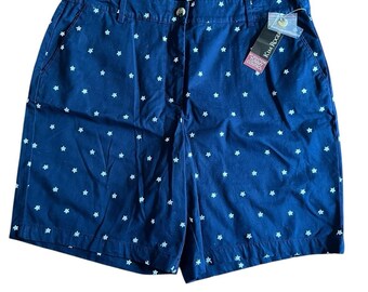 Kim Rogers Shorts NWT Ladies 16 Navy Tummy Control Embroidered Star Flat Front