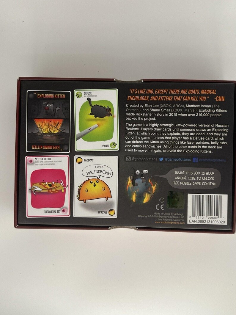 EXPLODING KITTENS Card Game 2015 Preowned Excellent Condition image 2
