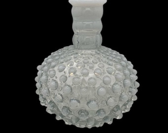Fenton Glass Bud Vase Hobnail Opalescent Vintage White Clear Grannycore