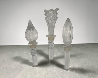 3 Imperial Estate Lead Crystal Austria Bottle Stoppers By Towel 6 Inch Tall