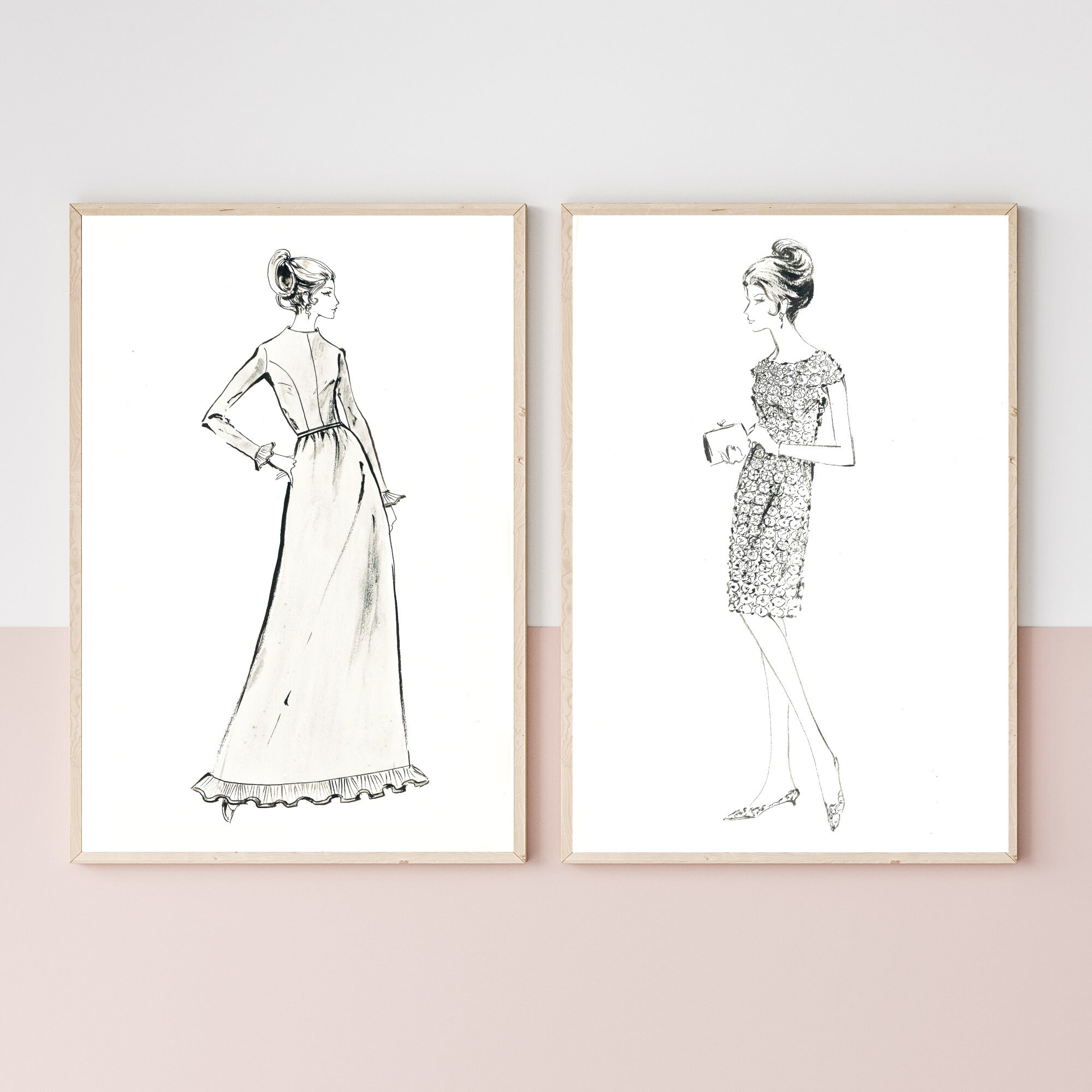 Vintage 1950s Fashion Illustration Printable Art Digital Download Vintage 1950s Fashion Illustration Printable Art Digital Download
