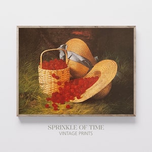 Still Life Cherries Painting | Printable Wall Art | Digital Download | Fruit Painting | Kitchen Decor | SL-05